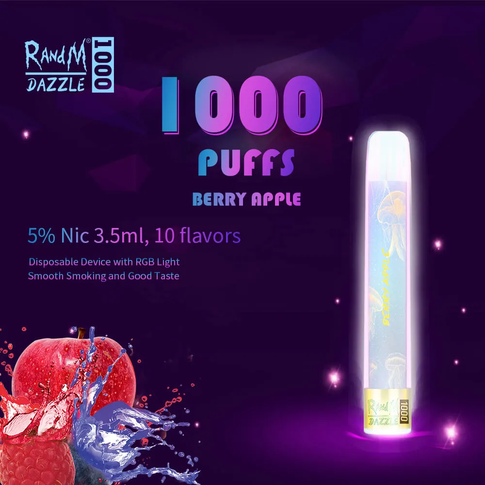 100% оригинальные манжеты Randm Dazzle 1000 одноразовые перьевые стилусы Vape E Прикуриватель