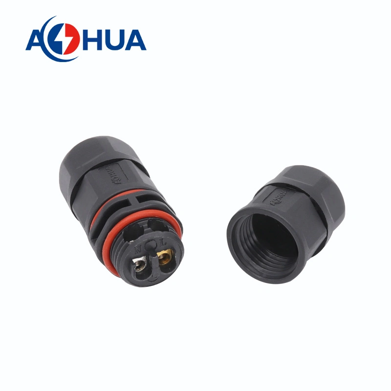 M16 conector impermeável de iluminação exterior do Túnel Eletrônico Terminal da Luz 2-Core IP67 conector impermeável tipo parafuso que fixa o conector em linha