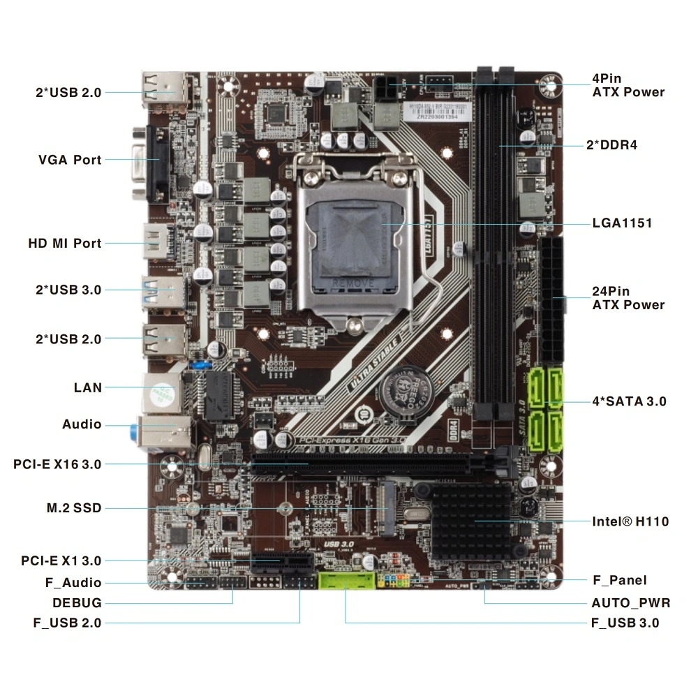 Placa mãe Esonic H110 LGA1151 M.2 Matx Desktop para a geração 6/7/8/9