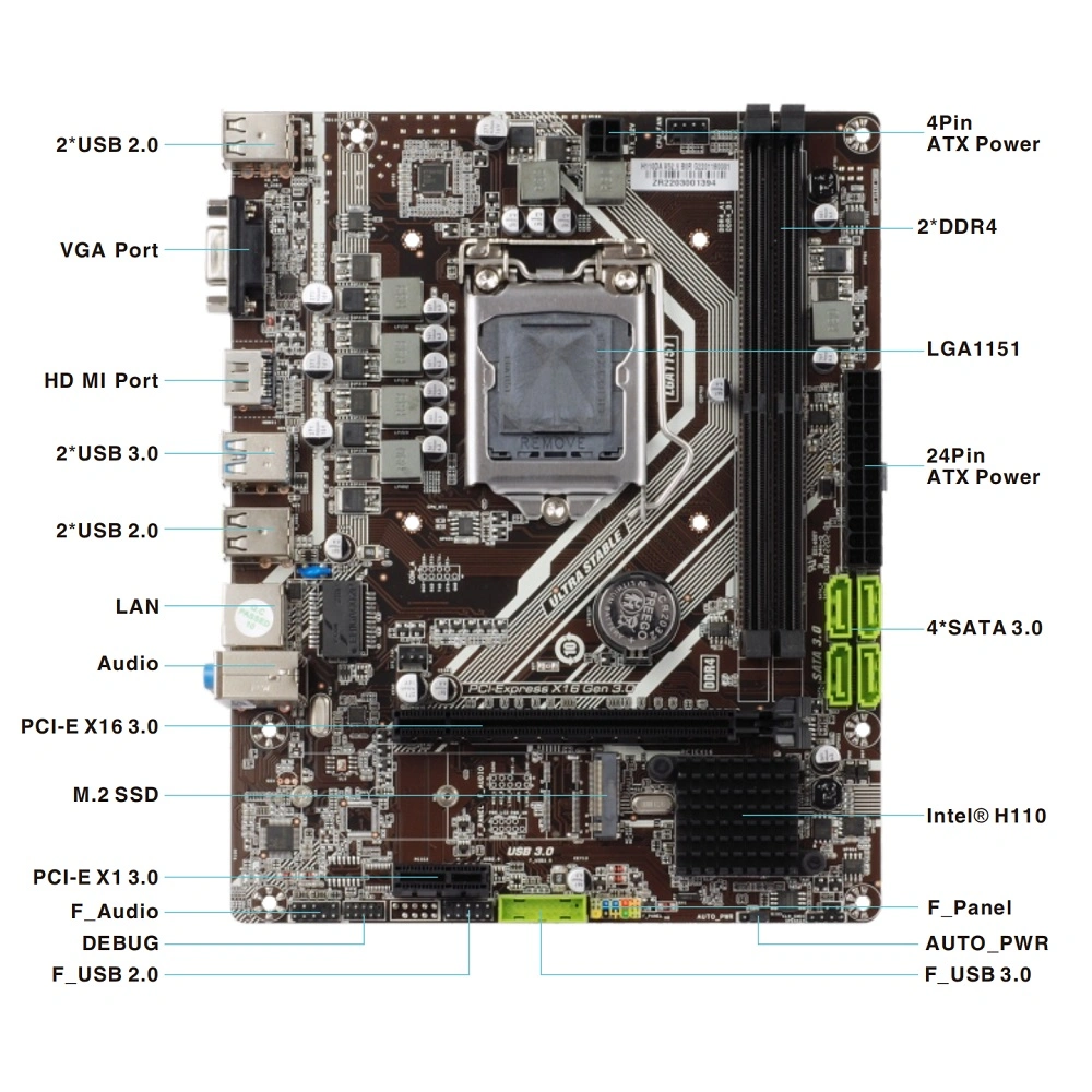 Esonic H110 Motherboard LGA1151 M. 2 Matx Desktop PC Mainboard for 6/7/8/9 Generation