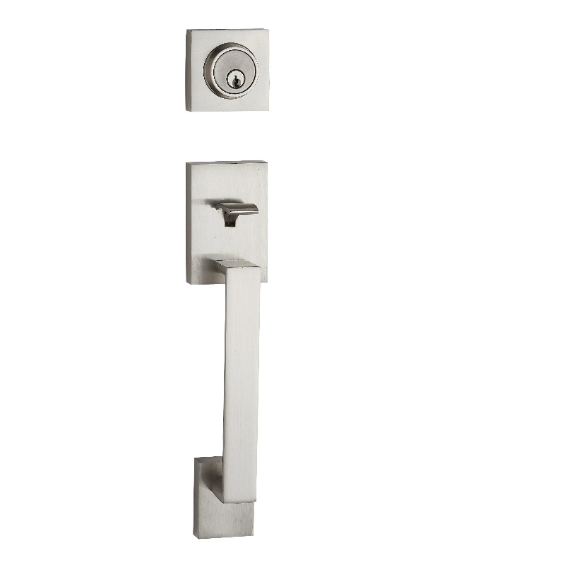 Modern Exterior Door Handle Set with Door Handle Lever and Single Cylinder Deadbolt