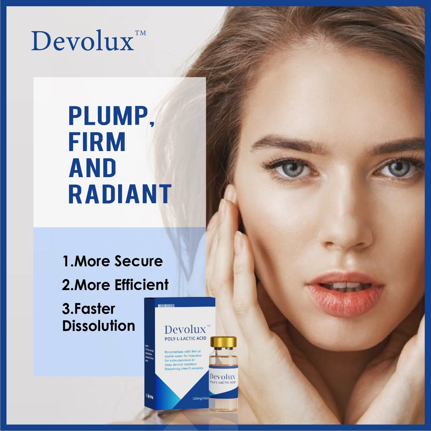 Devolux Plla injectable Poly acide lactique remplissage Plla poudre pour Injection bout à bout