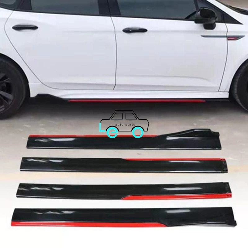 Leo piezas Tuning Coche 240cm 2 etapas en negro brillante rojo+Falda lado Universal