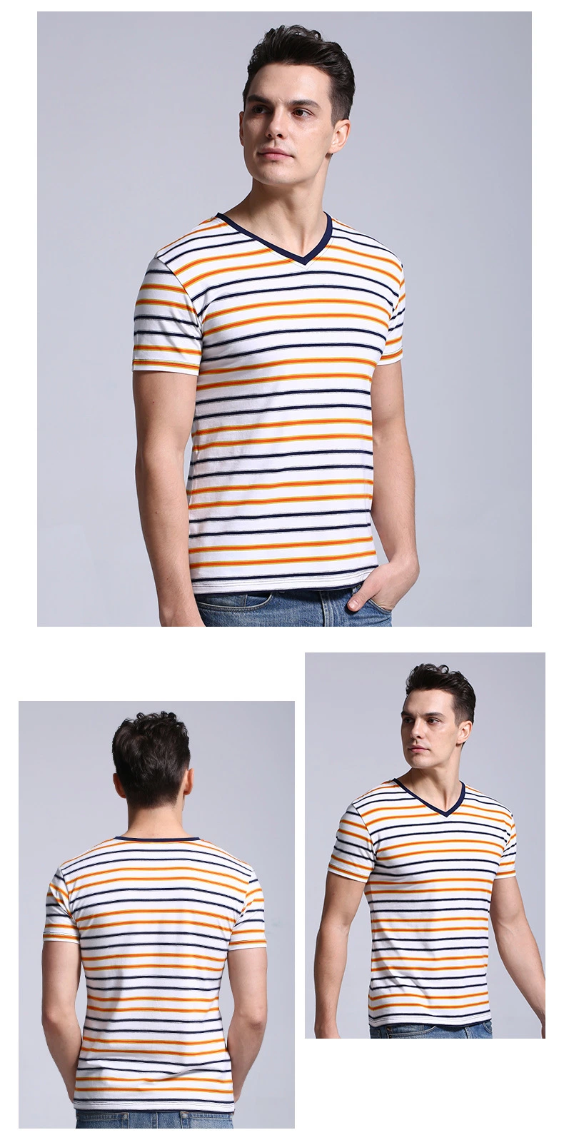 Guangzhou Factory Wholesale Short Sleeve Blank Custom Stripe Bulk Mens T-Shirts