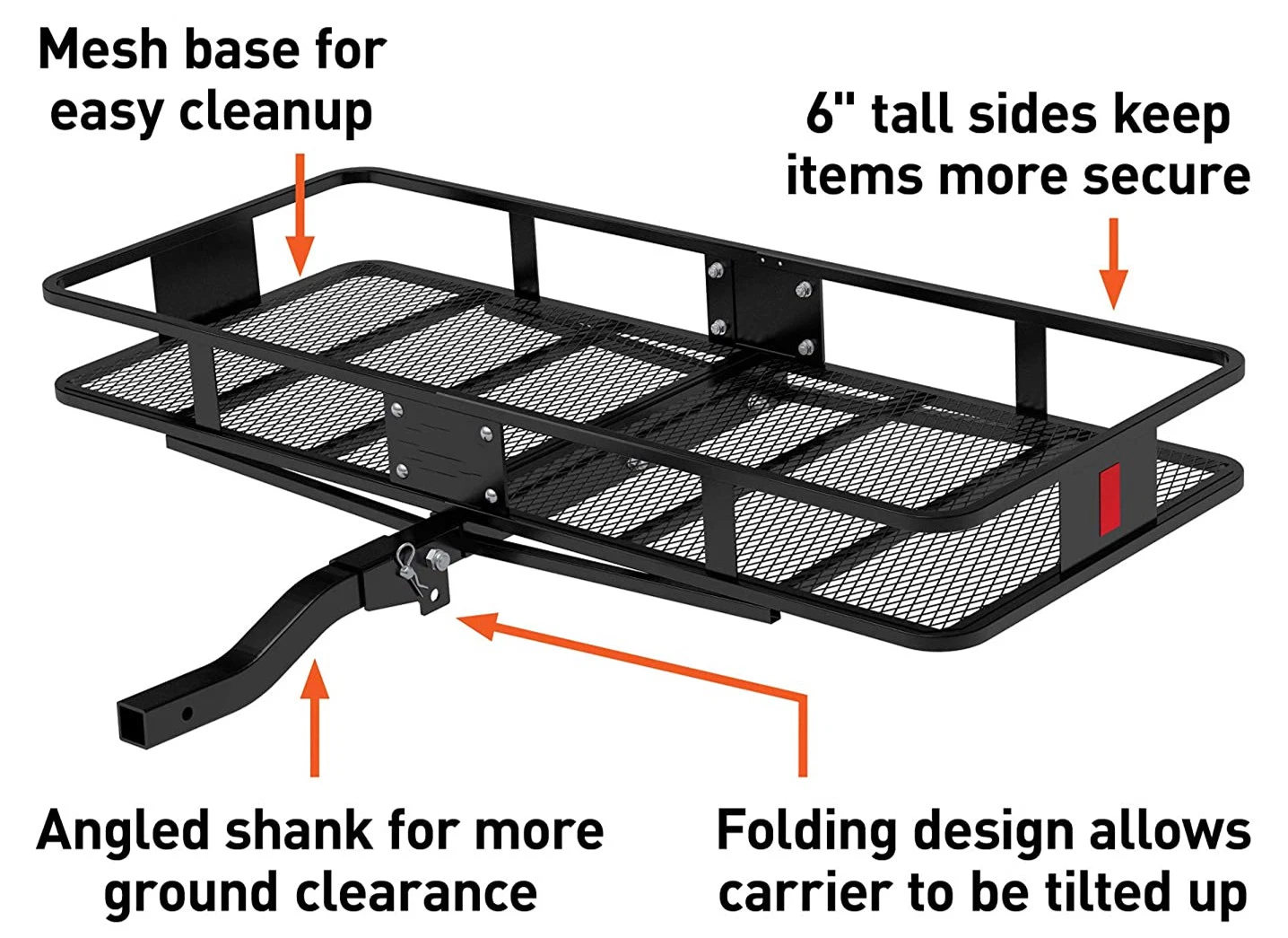 Basket Hitch Cargo Carrier, 500 Lbs Capacity, Black Steel, 2-in Folding Shank