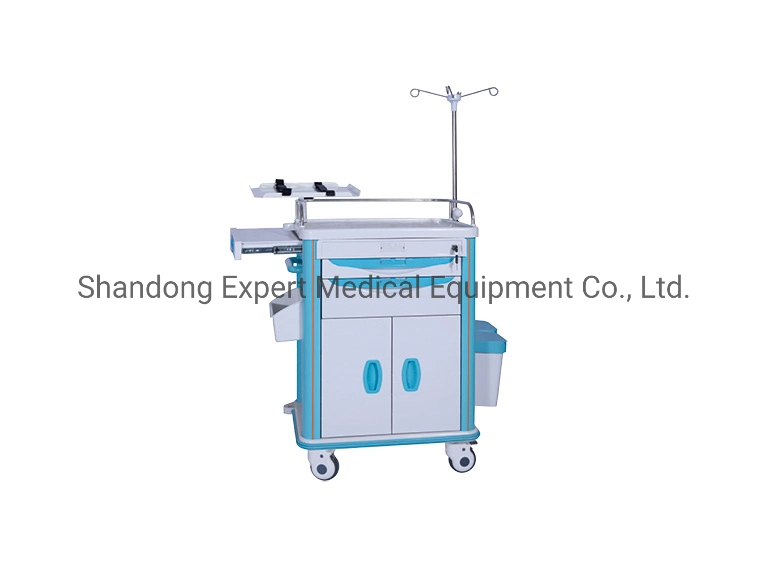 Hospital Furniture ABS Plastic Anesthesia Medicine Medical Cart Emergency Trolley