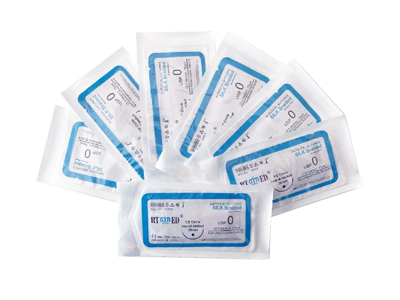 Disposable Medical Sterile Silk Braided Surgical Suture Non-Absorbable Silk Suture USP2-8/0