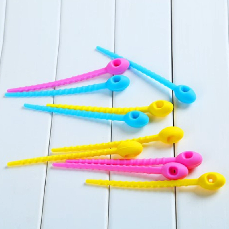 Colorful Reusable Silicone Ties Silicone Cable Ties Self-Locking Silicone Bag Fixing Twist Ring Loop