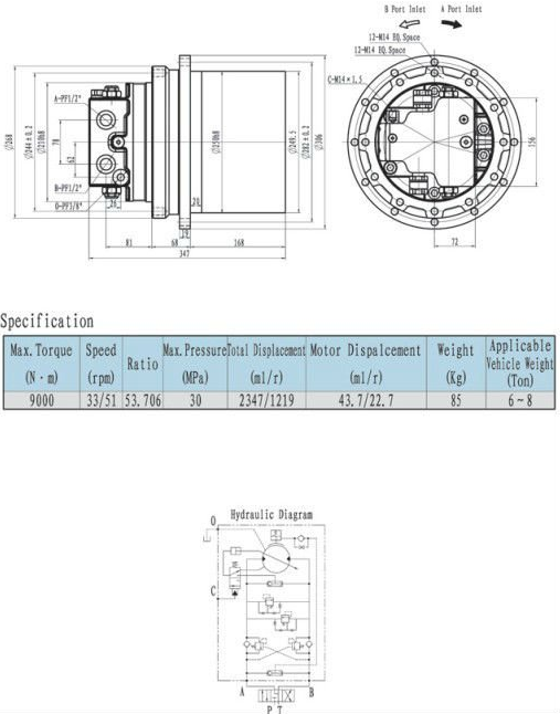 Ini CE55 ce140b, EC240b, EC290b CE360 Excavadora Volvo motor propulsor de la excavadora de dos velocidades para la construcción de piezas de maquinaria