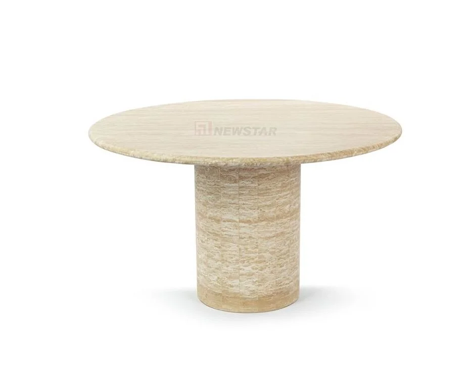 Home Furniture Modern Dining Room Restaurant Dining Table Marble Round Travertine Vintage Style Popular Home Furniture Unique