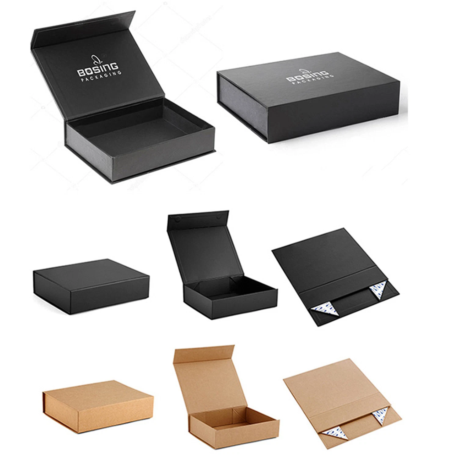 Luxury Black Book Shaped Rigid Cardboard Foldable Gift Box Custom Print Paper Clamshell Magnetic Gift Box