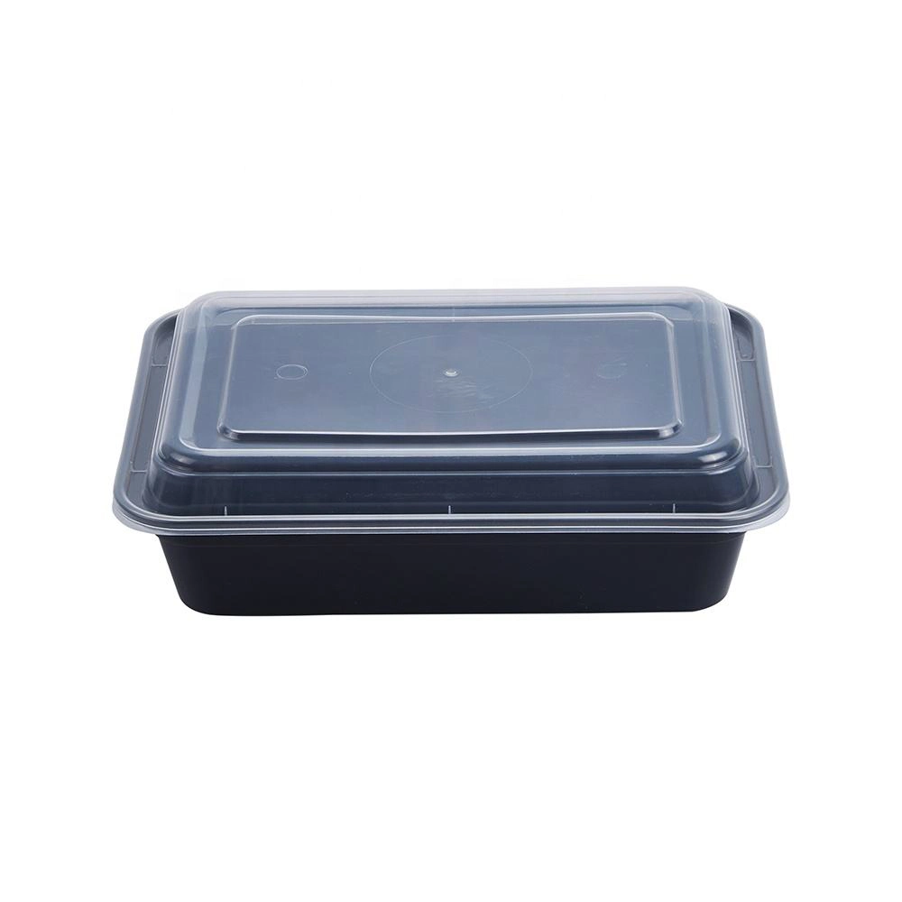 ODM Service Bulk Disposable Food Storage Tray Plastic Black PP Lunch Box with Lids for Fast Meal