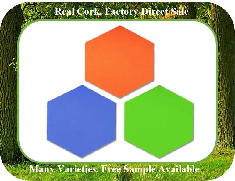 Self-Adhesive Hexagonal Cork Sheet with Colored Cloth Surface for Decrations (HS-MS-008)