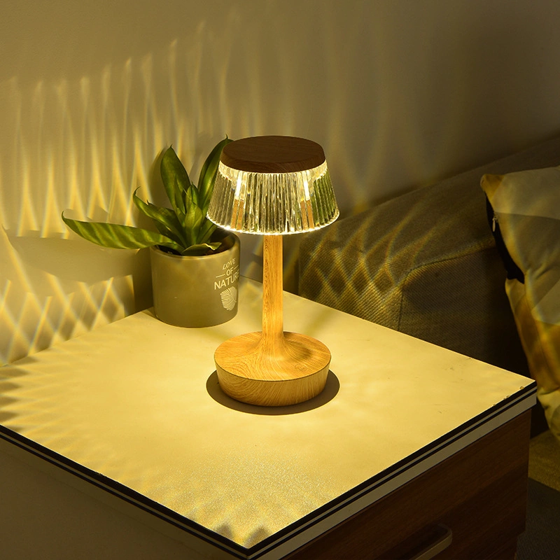 ABS Crystal LED recargable inalámbrico de escritorio con lámpara de mesa de restaurante Pilas
