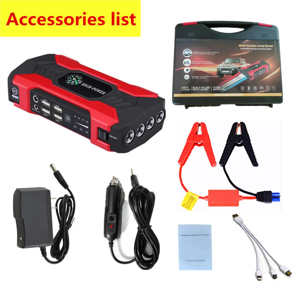 Automobile 4USB Interface Mobile Phone Battery Charger 18000mAh Automobile Start Power Supply Lithium Batteries