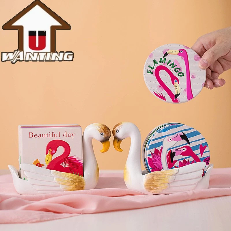 High quality/High cost performance  Custom Logo Waterproof Non-Slip Square Flamingo Pattern Tea Coffee Coaster