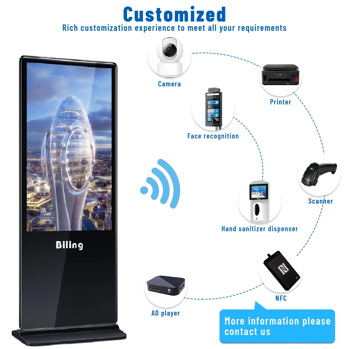 4k UHD Floor Standing LCD Totem Board 32 42 43 49 55 65 بوصة عرض الإعلانات العمودية السعر شاشة العرض الرقمية شاشة Kiosk التفاعلية التي تعمل باللمس