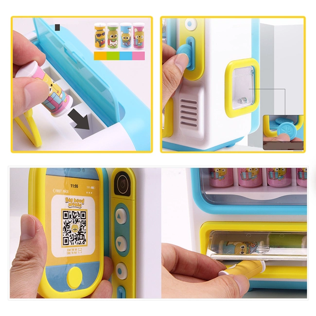 Children Mobile Payment Large Screen Selling Machine Intellectual Toy Pink and Blue Emulational Vending Machine Toys for Kids