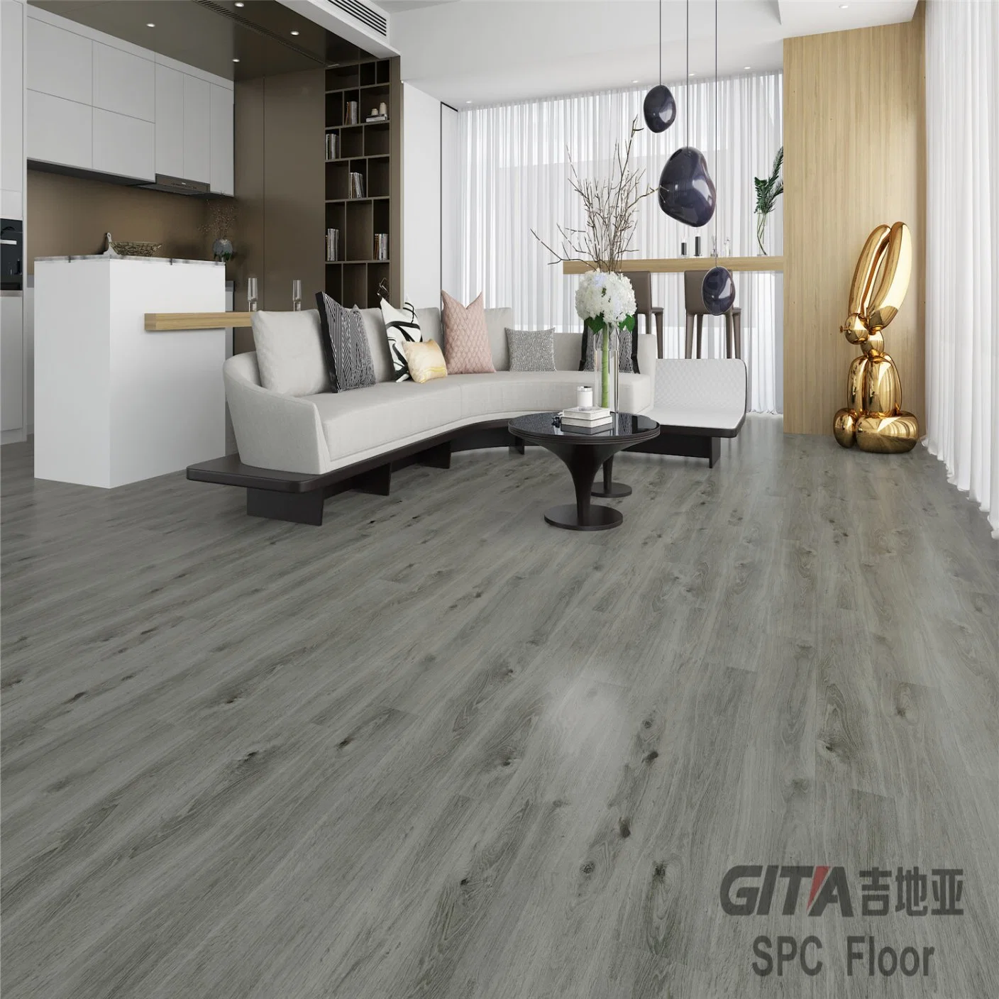 Gitia Waterproof Stain Resistant Easy Clean PVC Spc Vinyl Floor