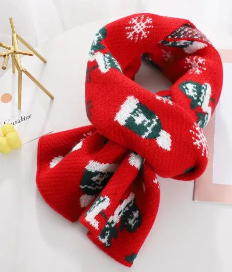 Acrylic Jacquard Knitted Winter Warm Deer Christmas Day Festival Long Scarf