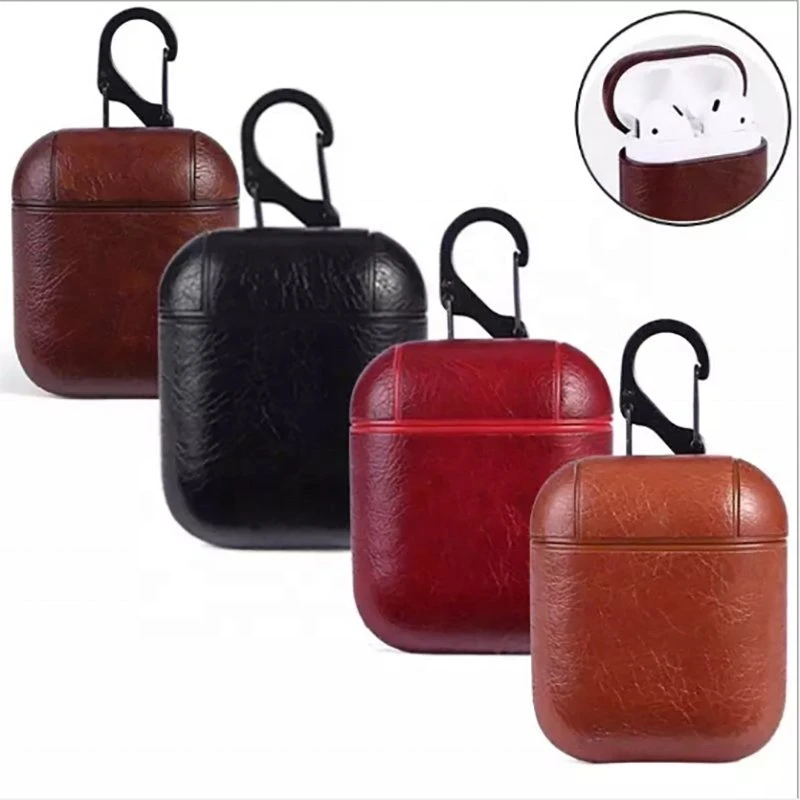 Universal Protective Leather Wireless Headphones Case with Hook for Air Pod