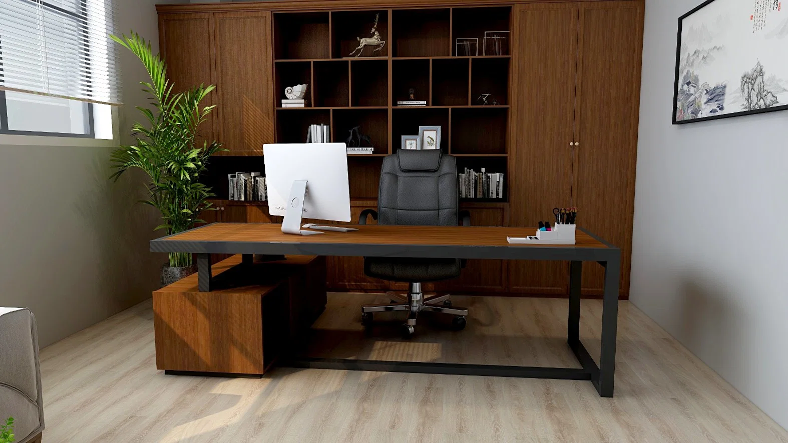 Móveis de madeira armários de metal escritório móveis secretária para estudo Quarto