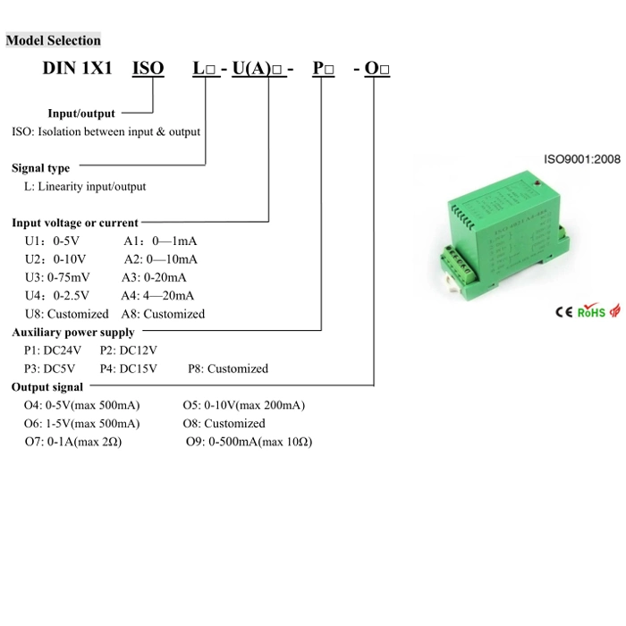 1X1 DIN ISO L-A3-P1-O5 высокой точности текущей выходной сигнал кондиционера