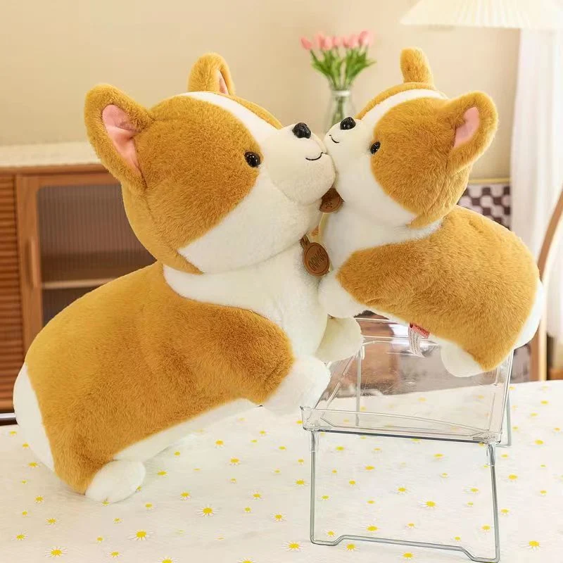 New Brown Dog Doll Corgi Puppy Plush Toy Doll Rag Doll Kids Throw Pillow Bed Gift Woman Dog