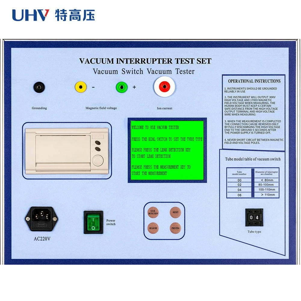 Htzk-IV Vacuum interruptor de presión Interrupter Vacuity Tester Vacuity Tester de alta tensión Equipo de prueba de disyuntores Vacuum Switch Vacuum Tester