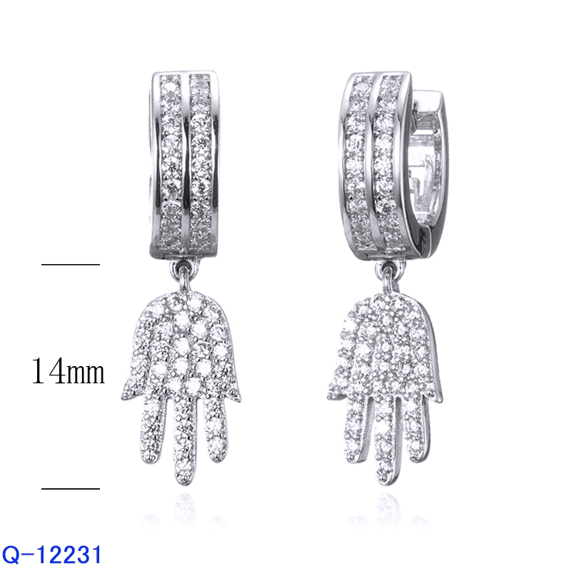 Fashion Copper Jewelry 925 Sterling Silver CZ Dangle Drop Earrings for Women