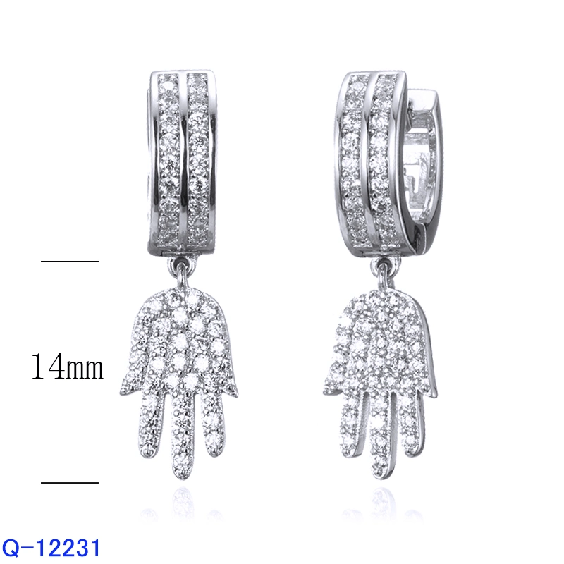 Moda jóias de cobre 925 Sterling Silver CZ ficarão penduradas gota brincos para Mulheres