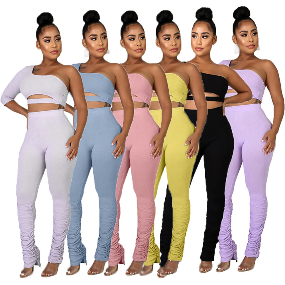 Customized Polyester Jogging Suit Yoga Wear Sexy Women 2 PC Set Sports Pants Tracksuit