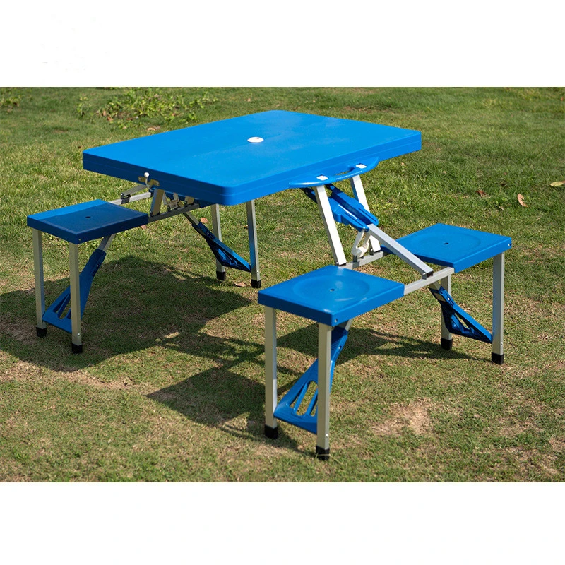 Leisure Folding Tables and Chairs Set Plastic Blue Restaurant Furniture