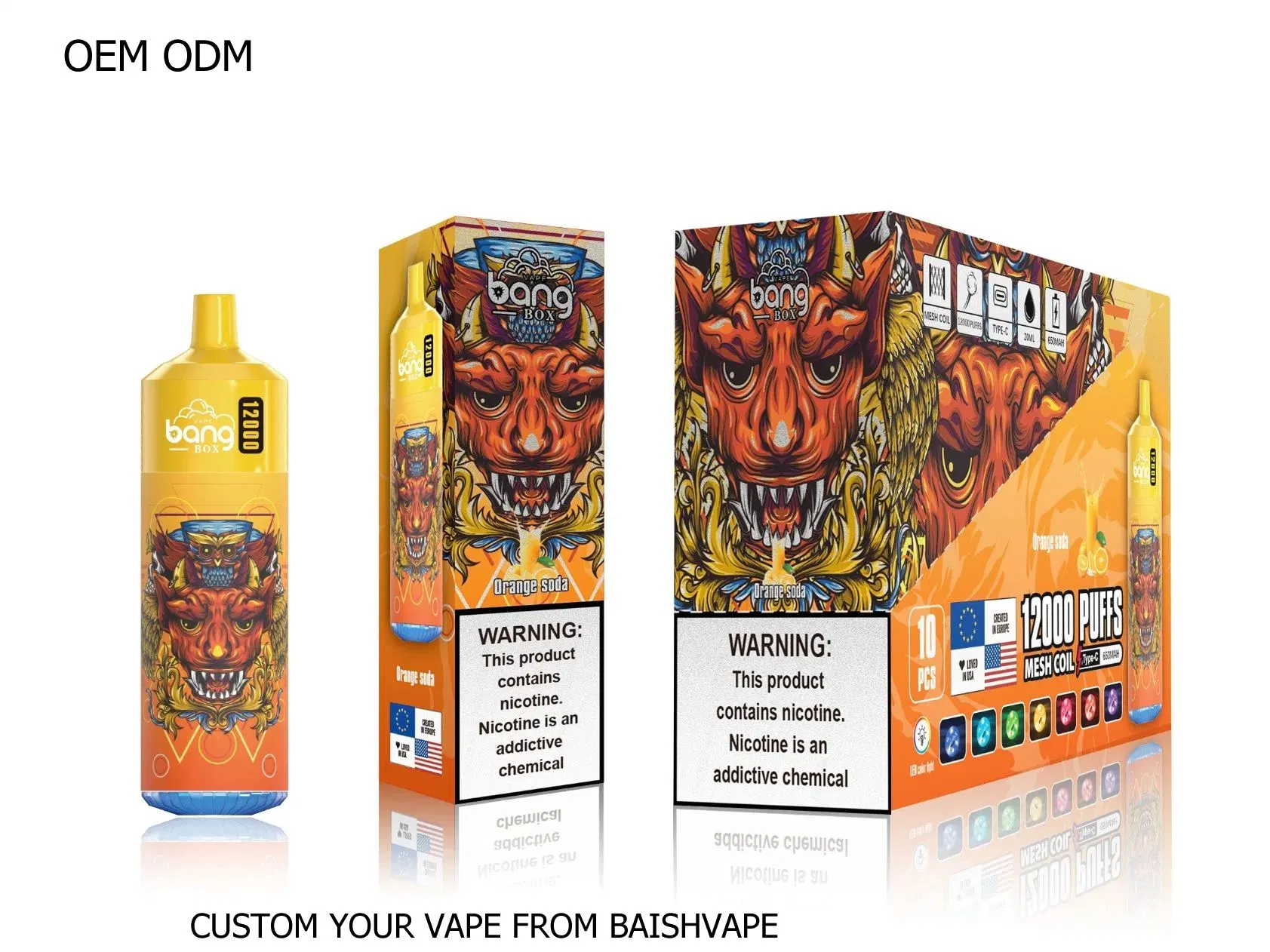 A medida Zbood Ti 7000 BC5000 Bobina de malla electrónica IGBT Cig Bang Box 12K 12000 Puff Vape desechables