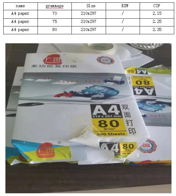 Großhandel/Lieferant Doppel A A4 Office Paper 70g 80g und andere Arten