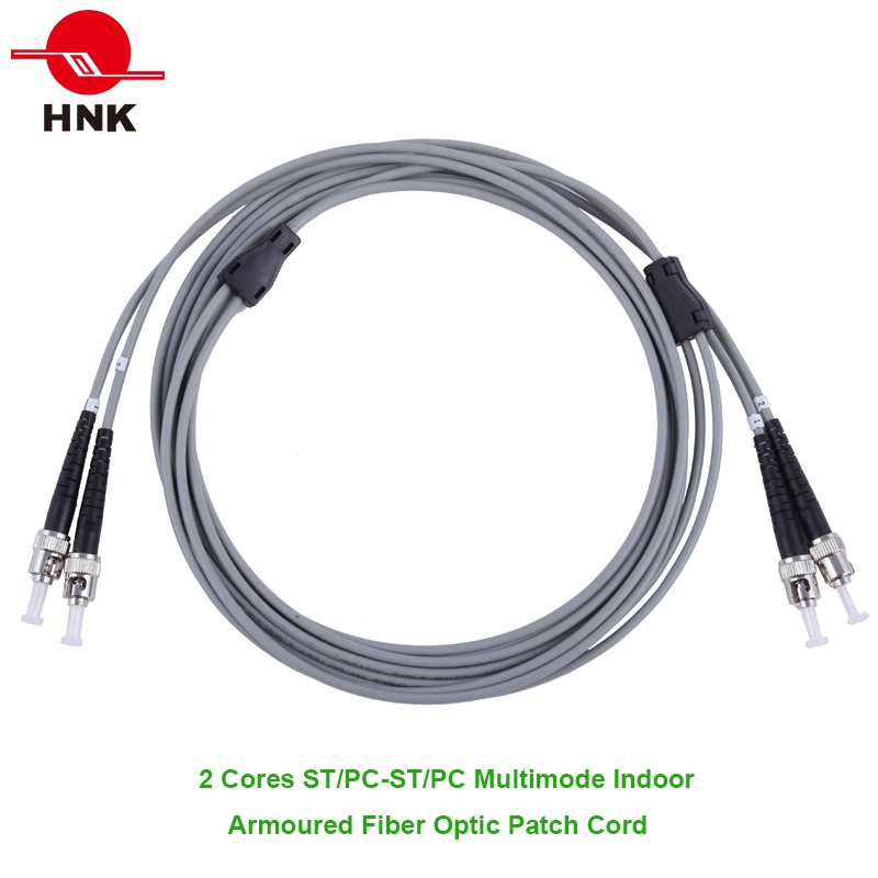 Indoor Sc/LC/FC/St/E2000/Mu Armoured Fiber Optic Armored Patch Cord