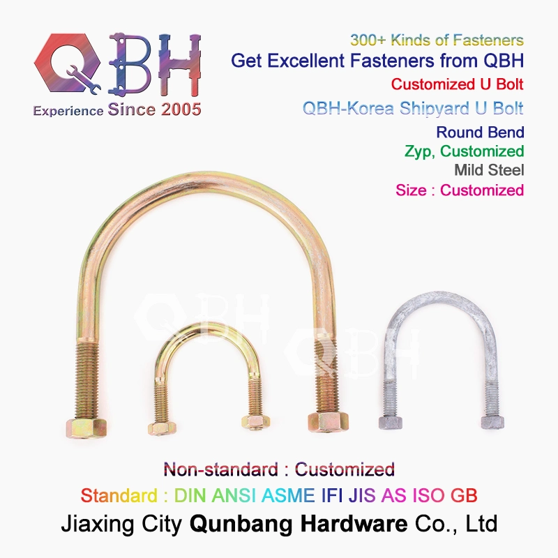 Qbh Marine Boat Shipyard Ship Tunnage Building Construction Steel Structure Round Square Bend Spring Stainless Carbon Steel Zinc Plated U Stud Bolt Pipe Fitting