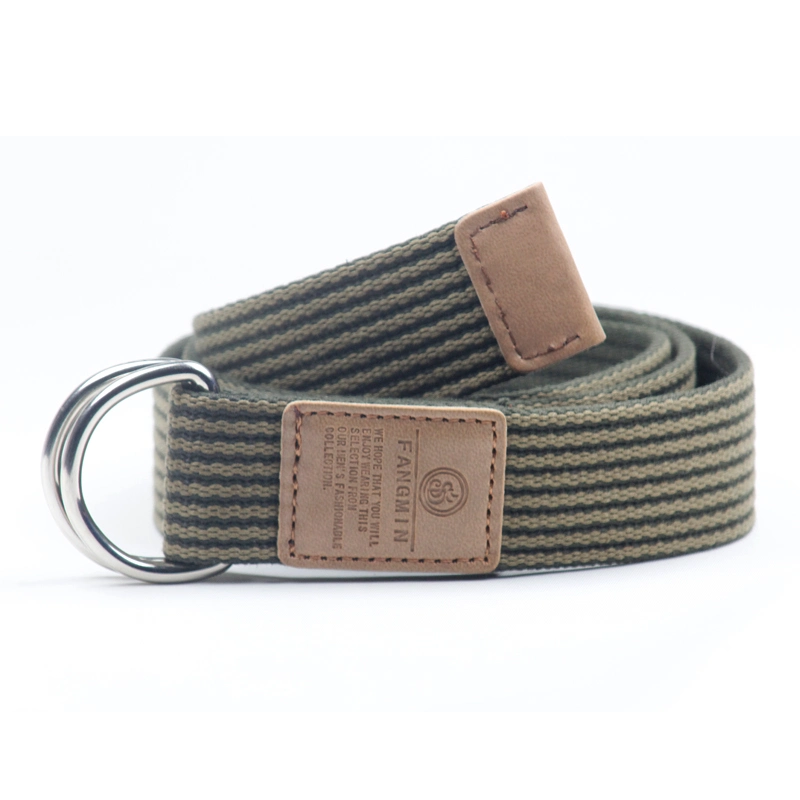 Custom Solid Color Black Double D-Ring Buckle Canvas Webbing Belt