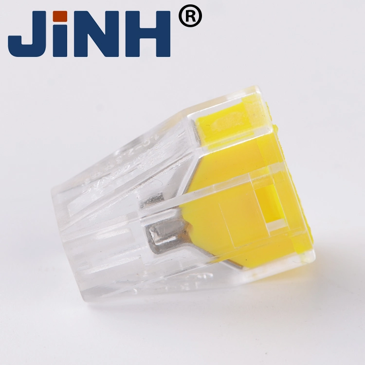 Electrical Insulated Ceiling 1 to 2.5mm2 24A 2 Way Yellow Fast in-Line Cable Terminal Connector Spring Wires Connectors