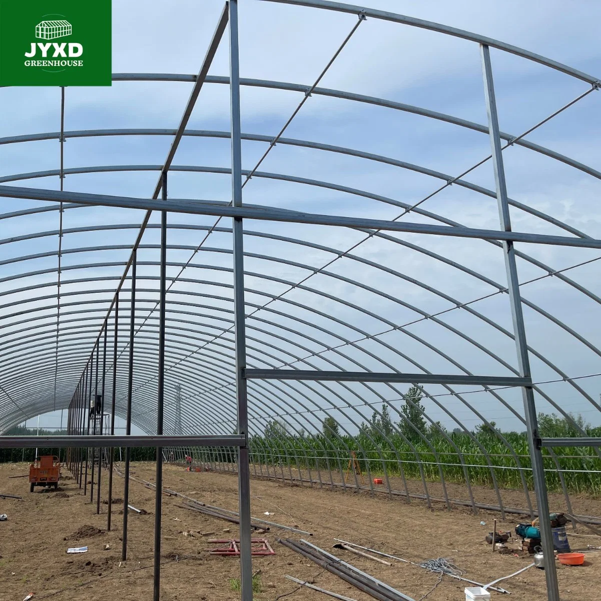 Modern Agriculture Multi-Span Customized Oval Tube Greenhouse with Hydroponics System Cooling System for Vegetables Fruits Flowers Lettuce Cucumber