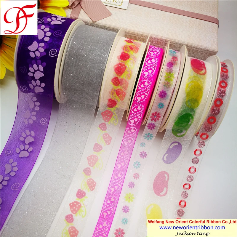 Factory Wholesale/Supplier Customized OEM Printed Organza Ribbon for Bows/Decoration/Wrapping/Gifts Packing