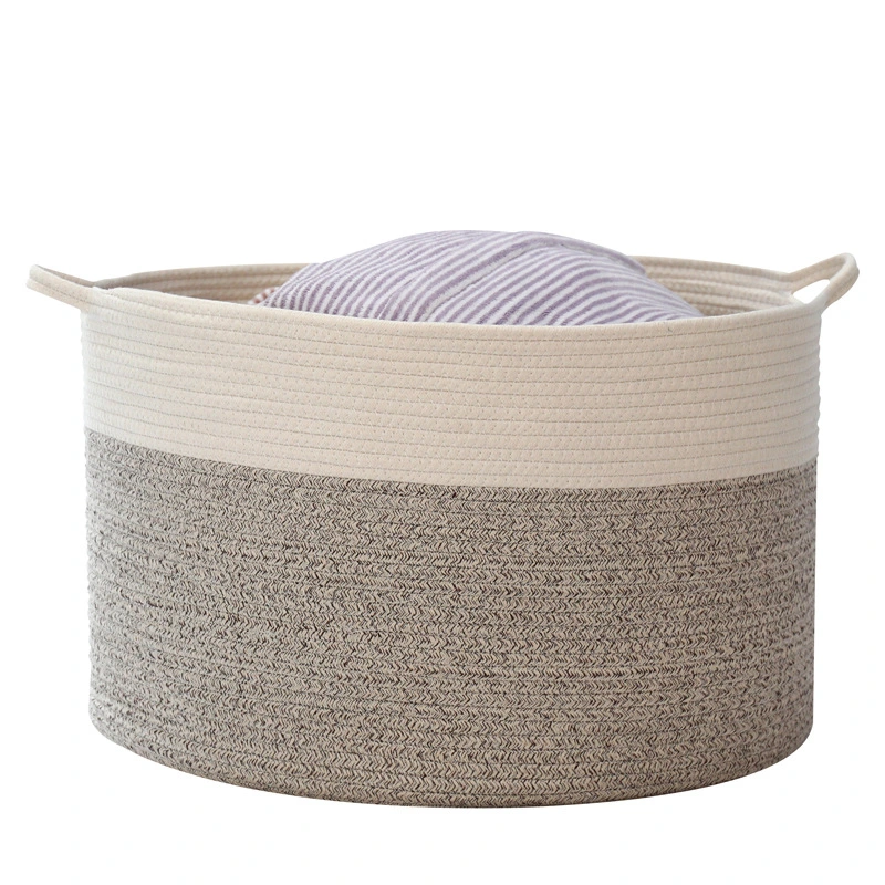 Wholesale/Supplier Folding Easy Shipping Extra Large Woven Natural Fabric Cotton Rope Thread Toy Storage Laundry Basket with Handle