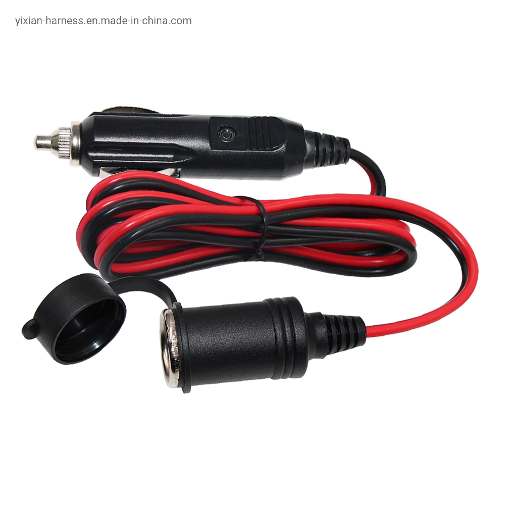 Car Cigarette Lighter Extension Cord Socket Extension Cable with LED Lights Power