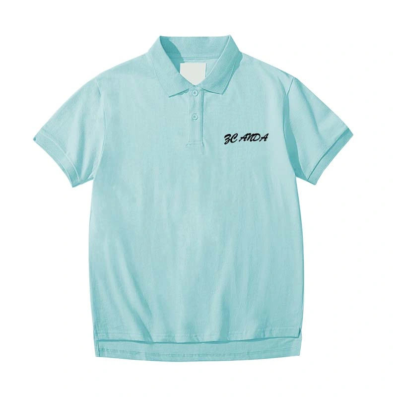 Blue Pique Polo Shirts Grosso tecido personalizado para camisas polo com logotipo Bordado