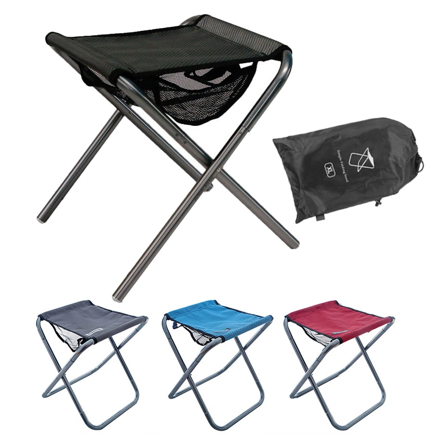 Adult Travel Backpacking Retractable Aluminum Collapsible Folding Mini Ultralight Compact Camping Stool Chair