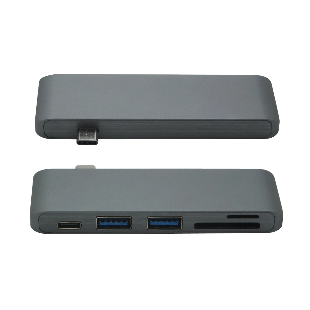 Typ-c USB 3.0 5 in 1 kombinierter Nabe für MacBook Aluminiumc$multi-kanal Adapter-aufladendaten-Synchronisierungs-Kartenleser für MacBook Pro
