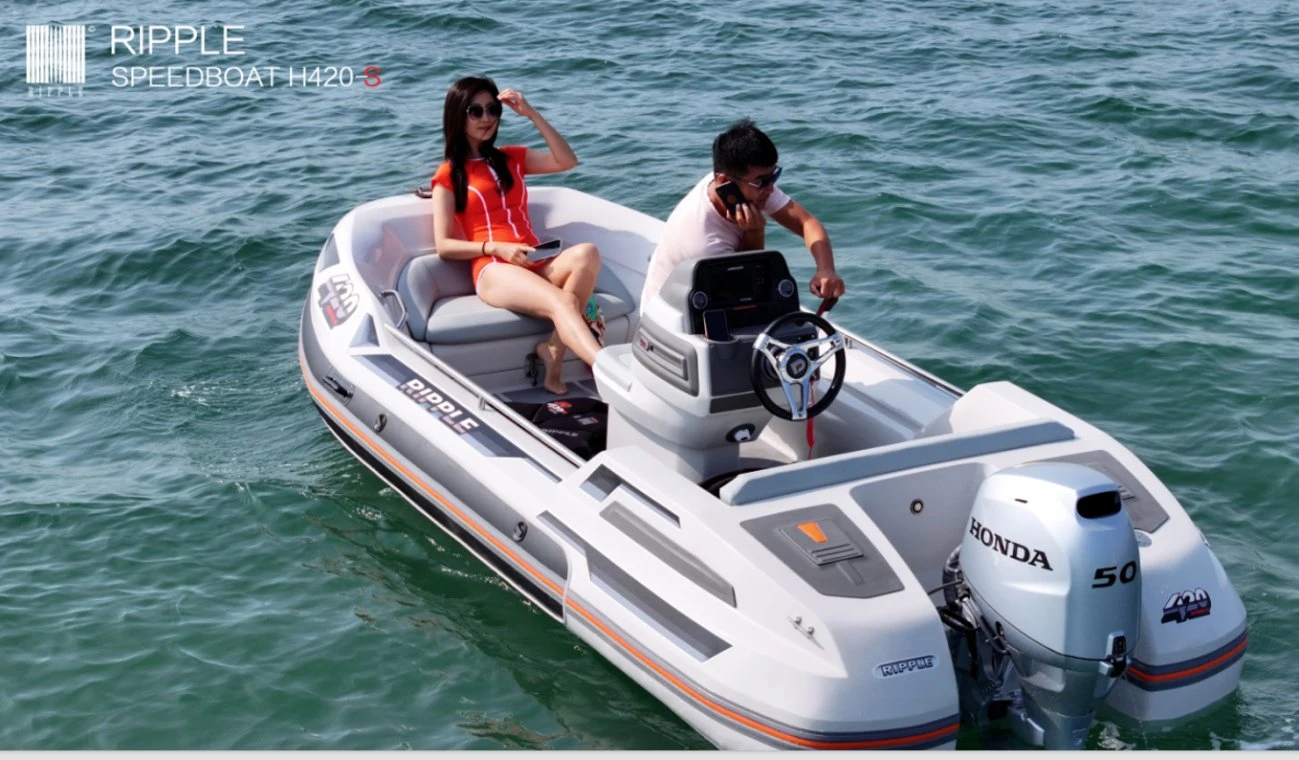 420cm Rib Hypalon Sport Cabin Cruiser Rigid Rib Inflatable Boat with Outboard Motor