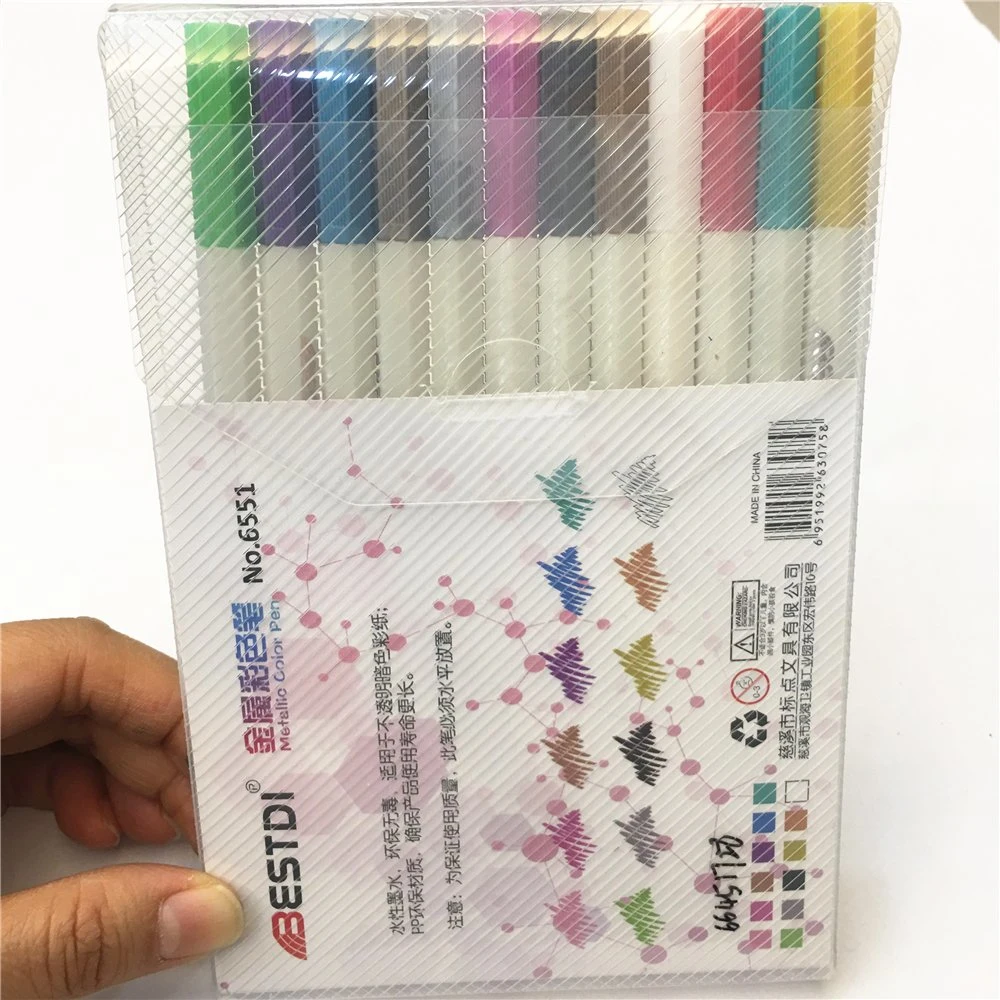 12 Colors Metallic Color Pen Markers Set for School Office Stationery Supply