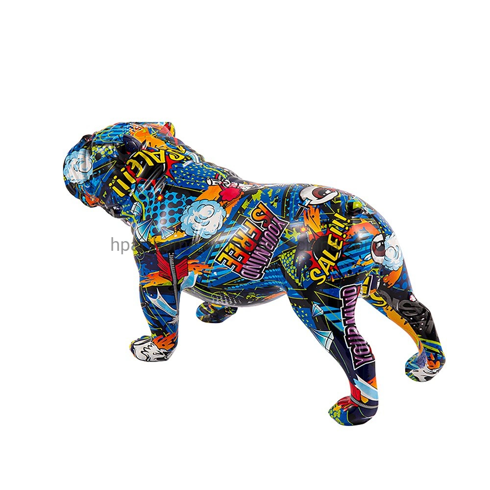 Mode d'impression de l'eau Polyresin Trasnsfer chiot Bulldog Statue de cadeaux et de l'artisanat