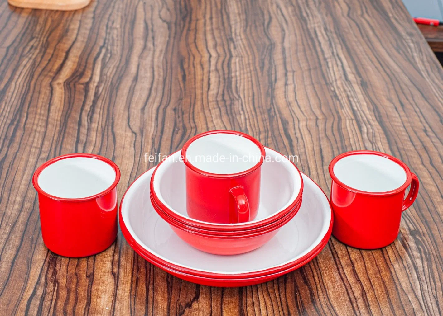 Thickened Enamel Tableware/Dinner Set with Rolled Rim